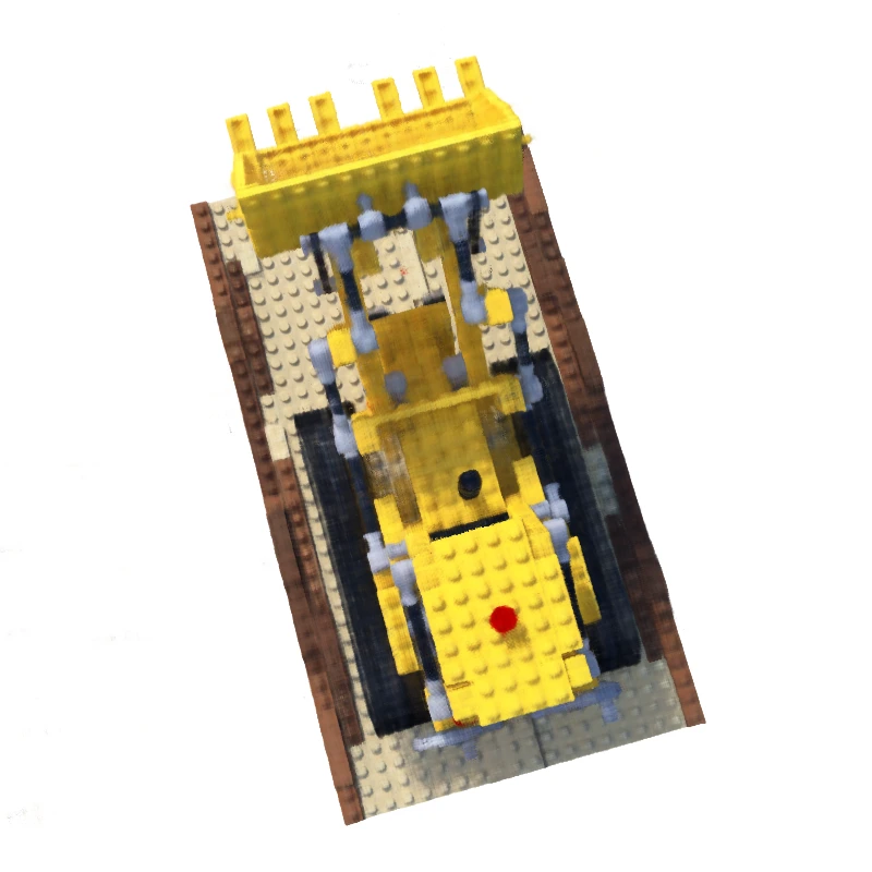 50,000 次训练后实际渲染的 Lego 验证视角，保留白色背景